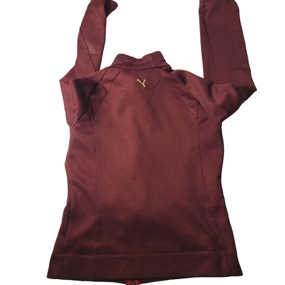 Puma Women’s Full Zip Burgundy Athletic Track Jacket Size Large Maroon - Picture 2 of 10